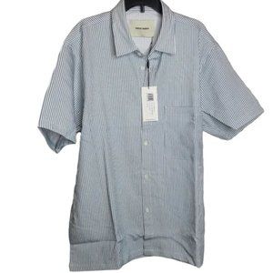 Native North Men's Blue Striped Bureau Shirt Button Up Front Size Large